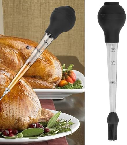 Ago di Base di Tacchino con Spazzola Barbecue Olio Gocciolamento Strumenti per Tubo di Ago Premium Bastoncini di Tacchino per Cucina Siringa di Base per Cottura per Liquidi Caldi