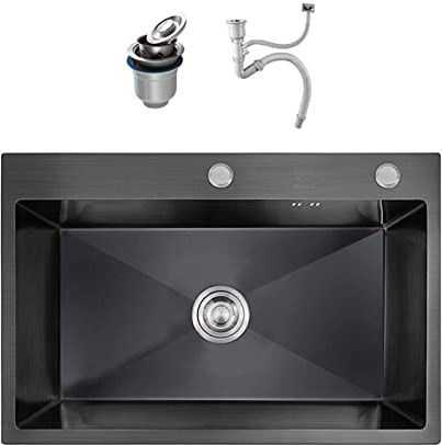 ZJHAHJY Stazione lavamani Esterna con Vasca Singola in Acciaio Inox 304 per Uso Commerciale, Moderna e Funzionale, con Attacco per Tubo Flessibile, per Lavanderia, Garage e Cucina.