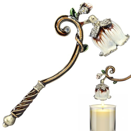 Zhjiutak Candle Snuffer, Safe Candle Extinguisher Wick Snuffer Accessory with Long Handle Aluminum Alloy Candlesnuffer Candle Stopper (white)