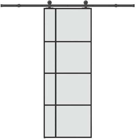 QJBSAVVA Schwarze Schiebetür mit Zarge aus ESG Glas 76 x 205 cm Modern Matt für Wohnzimmer Flur und Büro platzsparende Lösung ohne Bohren
