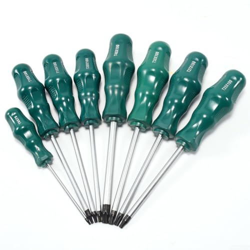 UrbanHui Juego de destornilladores Torx, herramienta de precisión magnética, tamaños T8-T40, barra de acero al cromo vanadio, mango antideslizante, longitud de 75-100 mm, para reparación electrónica y