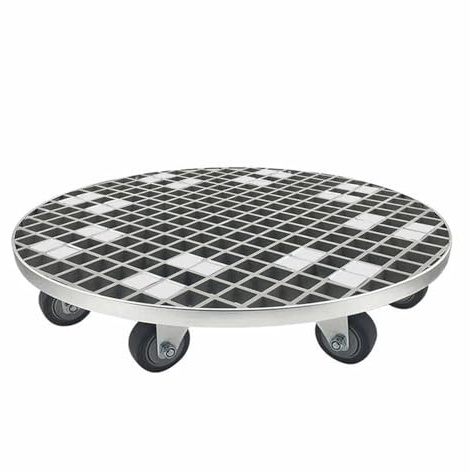 Laohucai Pflanzenroller mit Rädern, robuster Pflanzenständer mit feststellbaren Rollen, zum Bewegen großer Topfpflanzen, runder Pflanzenständer für Terrasse, Garten, Balkon, Grau(40x40cm)