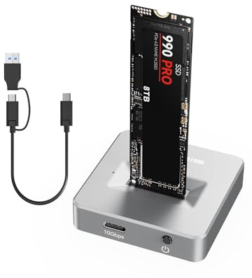 ACASIS M.2 NVMe & SATA SSD Adapter, 10Gbps USB 3.2, Tool-Free Enclosure | Supports 2230-2280 M.2 SSDs, 8TB capacity, aluminium heat dissipation, M-Key & B+M Key compatible, Plug & Play, data transfer