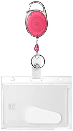 Karteo Ausweishülle mit Ausweishalter Jojo rosa [1 Stück] Ausweisjojo mit Karbinerhaken und Kartenhülle für 1 Karte für Ausweise Dienstausweise