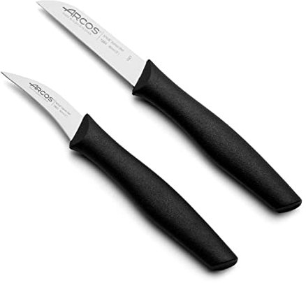 Arcos Serie Nova - Set 2 pzas. Cuchillos Mondadores - Hoja de Acero Inoxidable de 60 mm / 80 mm - Mango de Polipropileno Color negro
