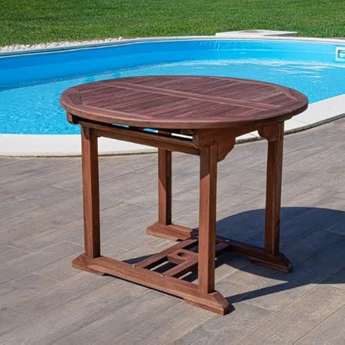 San Marco Runder Tisch ausziehbar aus Teakholz bis 130 cm
