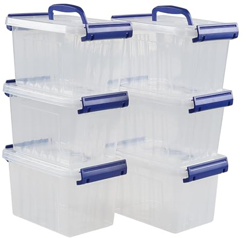 Cadineer 6-pack 3 L Small Plastic Storage Box with Lid, Clear Boxes Set