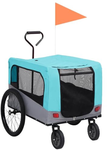 vidaXL Cykelvagn för husdjur och joggingvagn 2-i-1 blå och grå