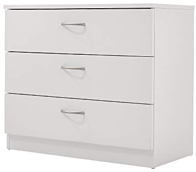 3/4/5 Drawer Cabinet, Chest of Drawers With Metal Handles and Runners Unique Anti-Bowing Drawer Support Bedroom Storage Furniture (White, 3 Drawer)