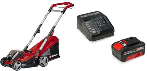 Einhell Akku-Rasenmäher GE-cm 36/34-1 Li Power X-Change (Li-Ion, 2X 18 V, 33,5 cm Schnittbreite, 5-stufige zentrale Schnitthöhenverstellung, 30 L Fangsack, inkl. 4,0 Ah Akku und Ladegerät)