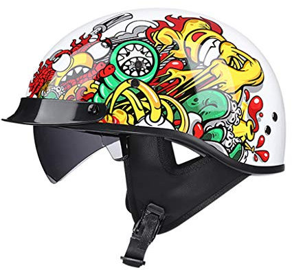 GAOZHE Casco Jet,Aperto retrò Scodella,Adulto Scodella Casco,Casco Scooter,DOT ECE Casco Omologato Scooter Unisex Adulti，Adatto per Street Bike Autobike Endurance, Occhiali Parasole