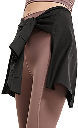 CARPESUN Yoga Tennis Tie Up Skirts for Women Cover Up Athletic Workout Running Wrap Skirts Black