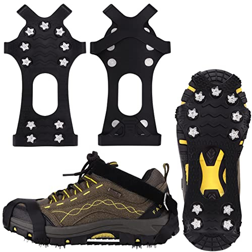 WINLINE Spikes für Schuhe, Schuhspikes, Schuhkrallen Steigeisen für Schuhe im Winter Rutschfestes, langlebiges Material aus Edelstahl und Winter Outdoor Sports Klettern (Schwarz, XL)