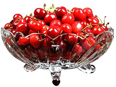 Fruit Basket Fruit Bowl for Kitchen Salad Bowl European Lead-Free Crystal Glass Fruit Bowl Large Living Room With Foot Fruit Dried Fruit Salad Bowl,Clear