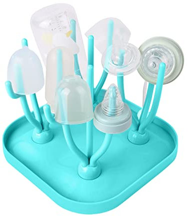 Vicloon Baby Bottle Drying Rack, Baby Bottle Drain Holder with Detachable Drip Tray, Baby Drying Rack Ideal for Bottles, Teats, Cups, Reusable Baby Bottle Holder Baby Accessories（Blue)