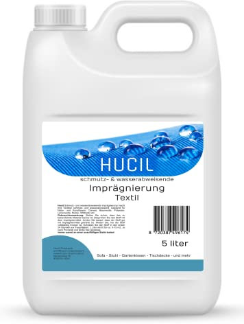Hucil Imprägnierspray Textil -5 Liter - Imprägniermittel Sofa - Zelt - markisen - Jacke - pferdedecken - Cabrio - Outdoor - impregnierspray Textilien - 5 Liter