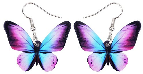 LONYOO Boucles d'oreilles Papillon en Acrylique Pendants d'oreilles Printemps été Bijoux Papillon Cadeaux pour Femme Filles Charms (Violette 978)