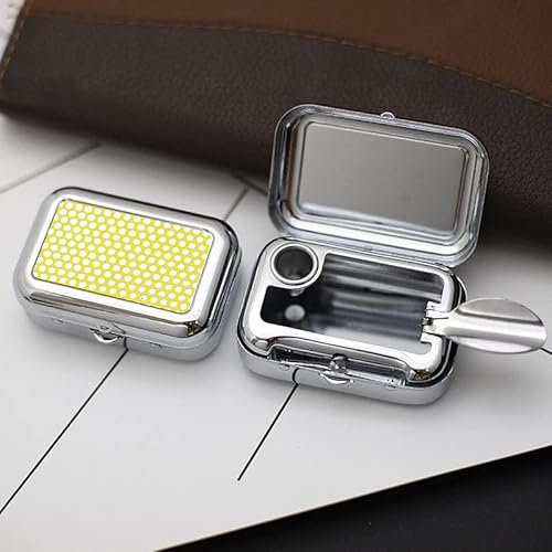 2 Stück Zigaretten Taschenascher,Mini Aschenbecher Metall Reise-Aschenbecher mit Deckel für unterwegs Klein Geruchsdicht Tragbarer Taschenaschenbecher mit Zigarettenablage für Camping Büro Gelb