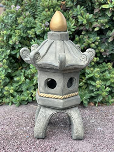 OLOMA Japanese pagoda statue Large pagoda figurine Japanese stone lantern Buddhist pagoda temple Chinese decoration Outdoor sculpture zen garden Furniture for home decor Large japanese pagoda decor
