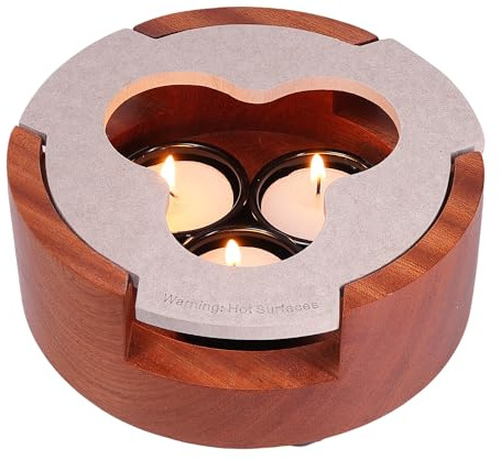 Teapot and Food Warmer, Portable Food Warmer for Camping and Traveling, Upgrade to 3 Candles to Increase The Heat, Ideal for Winter Tea Gathering