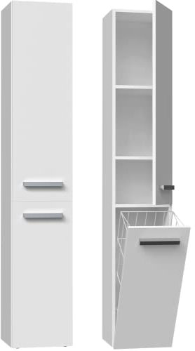 ADGO Cesto portabiancheria per bagno nel bianco – armadio – Mobili da bagno