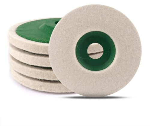 ATOPLEE Wolle Polierscheibe - 5er Pack, 125mm DIA für Winkelschleifer, Wolle Filz Polierscheibe für Metall, Marmor, Holz (Loch: 22mm)