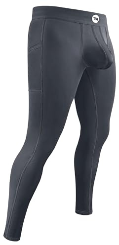 Real Men D Pouch kompressionsbyxor män, herrleggings, yogabyxor, strumpbyxor, baslager män kallt väder, D påse 1-pack – grå W grå söm, M