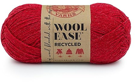 Lion Brand Yarn, Wool-Ease Recycled Crochet Yarn, Red, 1 Pack