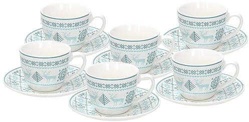 Tognana Polar, set 6 tazze caffè con piatto, new bone china, Bianco