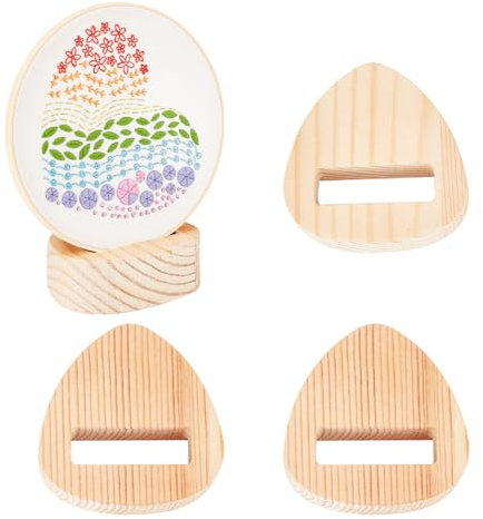 OLYCRAFT 4 Stück Holz Stickrahmen Dreieckiger 5x5x1.8cm Stickrahmen Ausstellungsständer Staffeleien Stickrahmen Holzsockel Stickrahmen Halter Für Stickerei Kreuzstich Ständer Für 10-22cm Stickrahmen