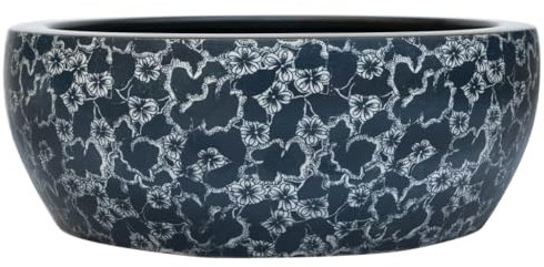 vidaXL Lavabo sobre Encimera Redondo, Lavamanos de Tocador, Lavabo de Fregadero, Lavamanos sobre Encimera para Baño Aseo, Cerámica Negro y Azul