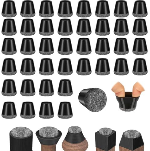 Stuhlbeinkappen, 40 Schutzkappen, Silikon Stuhlbeinkappen Runde, Stuhlbeinschoner mit Verschleißfest Filzgleiter für Hartholzböden, Stühle von Geräusche und Kratzer Beseitigen(Fit:14-20mm)