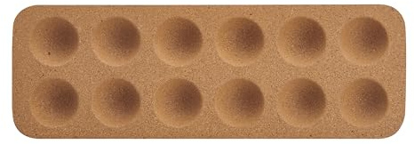KitchenCraft Idilica Bandeja de corcho para huevos, reutilizable con 12 agujeros para almacenar huevos, utilizable en la encimera de la cocina y en el frigorífico, 30 x 10cm