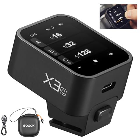 Godox X3-C Wireless Flash Trigger for Canon OLED Touch Screen, 2.4GHz, 1/8000s HSS TTL, TCM Function, Built-in Rechargeable Battery