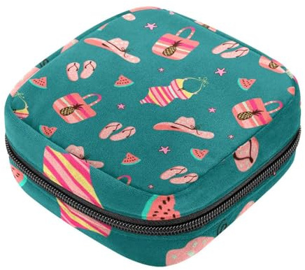 RODAILYCAY Damenbinden Aufbewahrungsbeutel für Damen, große Kapazität, Menstruationspad-Tasche, Sommergrün, Menstruationstaschen, Tampon-Sammelhalter, Geldbörse