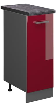 Vicco Apothekerschrank R-Line, Rot Hochglanz, 30 cm, AP Anthrazit