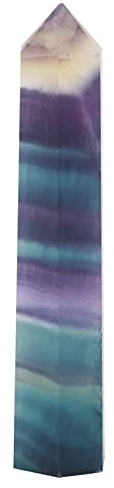 Kuuleyn Naturals Rainbow Fluorite hexagonal spetsig kristallsten Naturals Fluorit Quartz Crystal Hexagonal trollstav för dekoration Prydnad för meditation, terapi, dekoration, (70mm-75mm)
