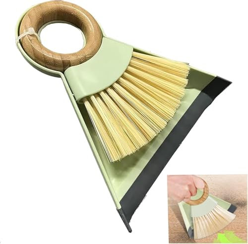 XiXiYang Mini Dustpan and Brush Set, Small Broom and Dustpan Sets Cleaning Hand Brush and Dustpan Combo Broom for Desktop Computer Keyboard Cars Counter Table Hair (Chartreuse)