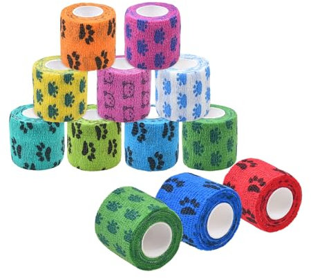 Eco-Fused Venda Autoadhesiva – Cinta para Heridas para Mascotas, Perros, Gatos, Caballos – Pack de 12 – Vendajes para Patas de Perros – Previene el Lamido – No se Adhiere al Pelo – Elástica