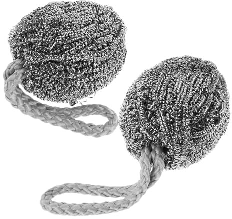 PHENOFICE 2pcs Dish Washing Scrubbers Stainless Steel Wire Balls Kitchen Brush Brush for Dishes Kitchen Accessory