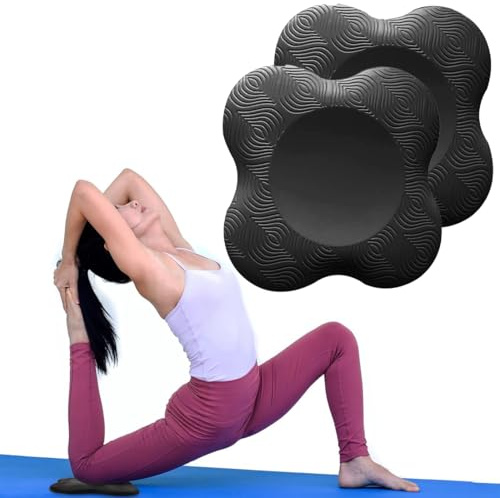 QEXUJOW Yogamatten,2 Stücke Kniekissen Yoga, rutschfest Knieschoner Matte Set Verschleißfesteschützt die Knie, Hände, Handgelenke und Ellbogen(schwarz)