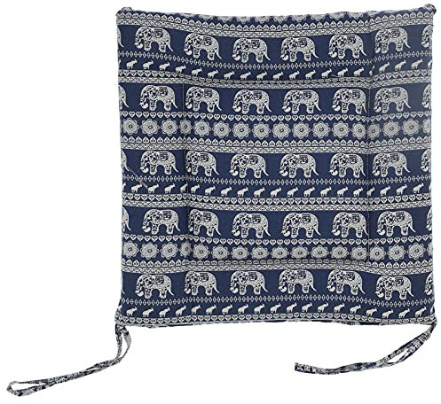 Stuhlkissen, einfaches, Dickes, rutschfestes, weiches Sitzkissen aus reinem Baumwollleinen für den Boden, Dickes Stuhlkissen aus Reiner Baumwolle für den Garten (Blau)