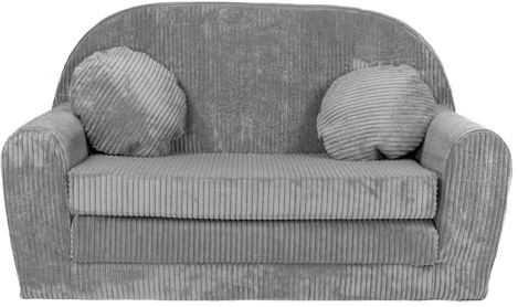 FORTISLINE Kindersofa XXL ausklappbar 96x57x48 cm - Kindercouch aus Cord mit Liegefläche 165 cm, Kinderzimmer Sofa mit 2 Kissen, Abnehmbarer waschbarer Bezug, Oeko-TEX Standard 100