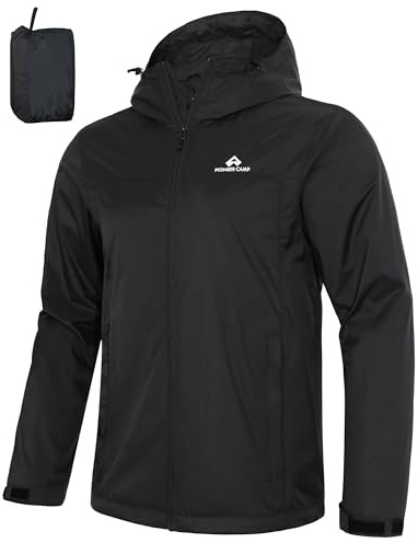 Pioneer Camp Veste Imperméable Homme Coupe-Vent - Veste de Pluie Homme Respirante avec Capuche - Imperméable Windproof Outdoor pour Randonnée, Camping, Vélo