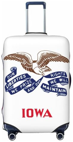NBAGHPQ Iowa State Flag Print Double Sided Protezione Elastica Universale Valigie Copertura Unica Protezione Bagagli, Nero , L