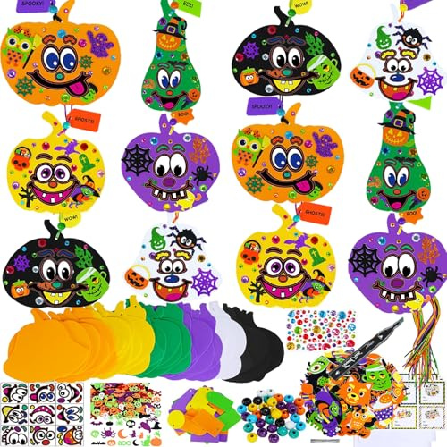 QUANMAITONG 12 Stück Halloween Basteln DIY Kürbis Deko, Herbst Bastelset, Pumpkin Halloween Dekoration