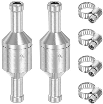 sourcing map 2 válvulas de retención de combustible de 6 mm, válvula de retención de manguera unidireccional sin retorno, accesorios de control de aleación de aluminio con abrazaderas para gasolina
