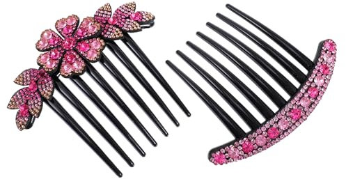 SHERCHPRY 2 Pezzi Pettine per con Rosa Forcella e Mollette Eleganti per Donne e Ragazze Accessorio Versatile per Acconciature e Look Unici