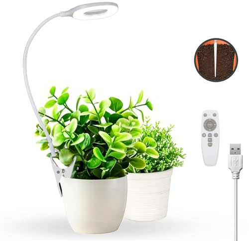 Lampada per piante LED a spettro completo – Grow Light da 56 LED, luce per piante da interno con collo d’oca a 360°, 10W, timer 4/8/12h, 3 modalità di colore e 10 livelli di luminosità