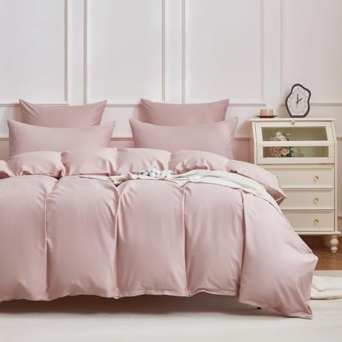 Gezu Ropa de cama de satén Mako de 155 x 220 cm, satén de algodón, 3 piezas, suave y transpirable, ropa de cama de 100 % algodón, funda nórdica de 155 x 220 cm y 2 fundas de almohada de 80 x 80 cm